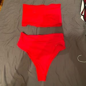 High waisted swim suit with tube top